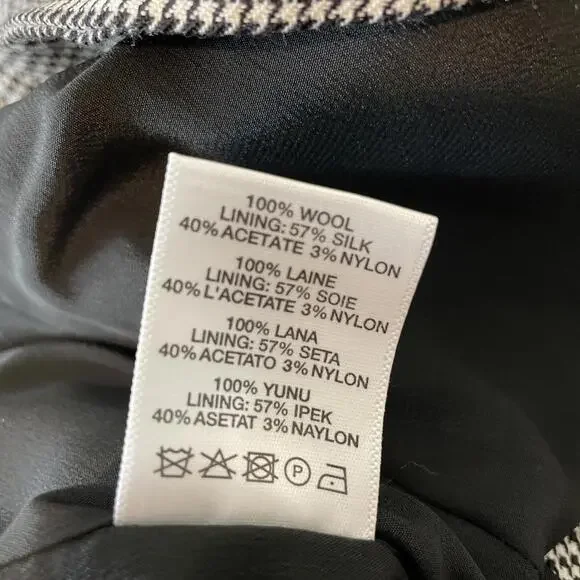 Christopher Kane Black White Houndstooth Wool Collared Moto Jacket Sz 8 NEW - Picture 8 of 8